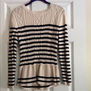 Talbots Cream and Black Striped Sweater
